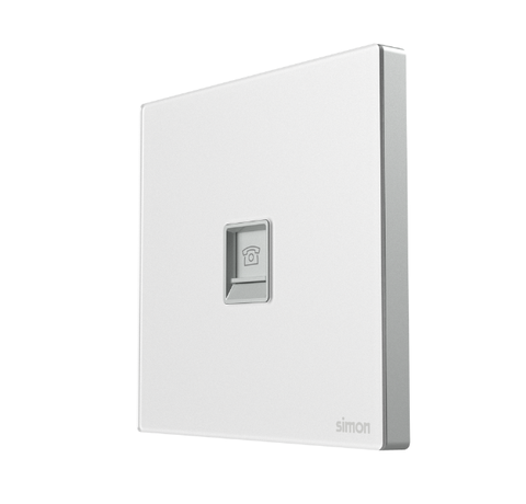 Module ổ cắm điện thoại đơn màu trắng mặt kính Simon M7 665214G-4F lắp đế vuông