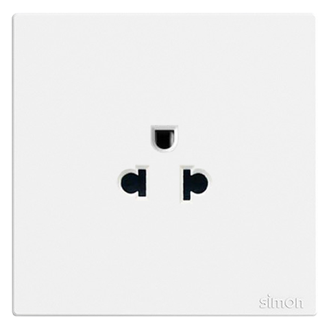 Module ổ cắm đơn 3 chấu chuẩn Âu Mỹ màu trắng Simon S6 581087 lắp chuẩn đế vuông