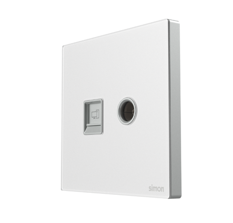 Module ổ cắm mạng Cat.6 + Tivi RJ11 Simon M7 665302 Màu Trắng