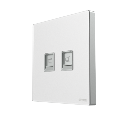 Module ổ cắm mạng đôi màu trắng mặt kính Simon SeriesM7 665228G-4F lắp đế vuông