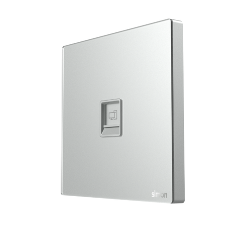 Module ổ cắm mạng đơn cat 6 màu bạc mặt kính Simon SeriesM7 665218G-4E lắp đế vuông