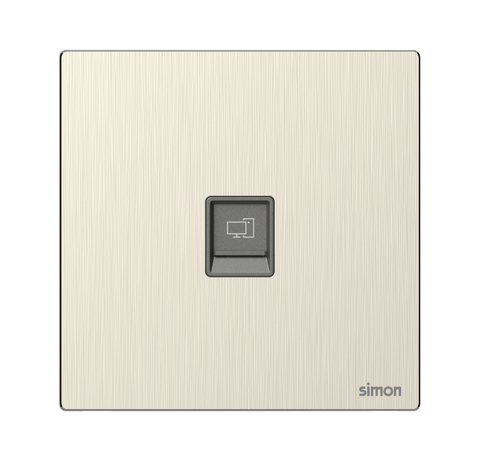 Module ổ cắm mạng đơn Cat 6 màu vàng gold mặt kim loại Simon M7 665218M-2C lắp đế vuông