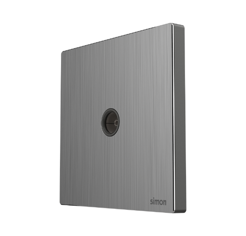 Module ổ cắm TV đơn màu ghi xám mặt kim loại Simon M7 665111M-2B lắp đế vuông