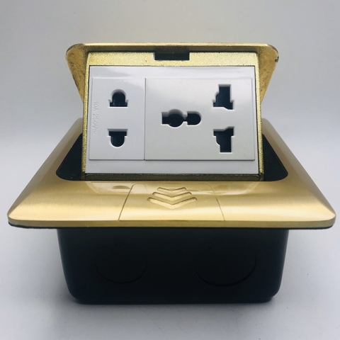 Module Ổ cắm âm sàn Simon gồm ổ đơn 3 chấu đa năng + ổ 2 chấu màu vàng SEF3701