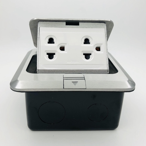 Module Ổ cắm âm sàn gồm 2 ổ cắm 3 chấu thường 16A màu Bạc Simon SEF5600