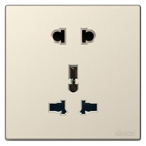 Module Ổ cắm 3 chấu đa năng và 2 chấu màu sâm panh Simon S6 581080V-46 đế vuông