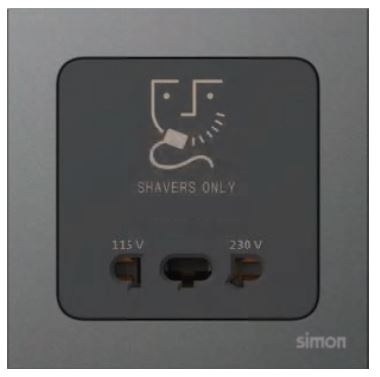 Module ổ cắ dao cạo râu chuẩn vuông Simon S20 82E651-26 Màu Đen