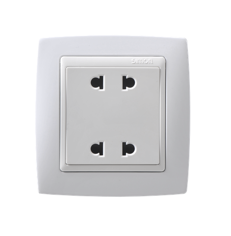 Module Ổ cắm đôi 2 chấu thường Simon V8 80456 Màu Trắng