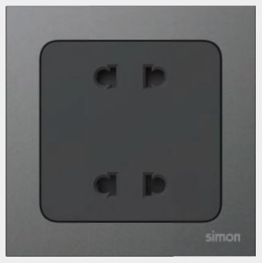 Module Ổ cắm đôi 2 chấu Simon S20 821072-26 màu Đen