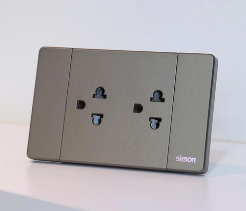 K9 - Bộ ổ cắm đôi 3 chấu thường (grey) Simon K9 594201-61 màu xám