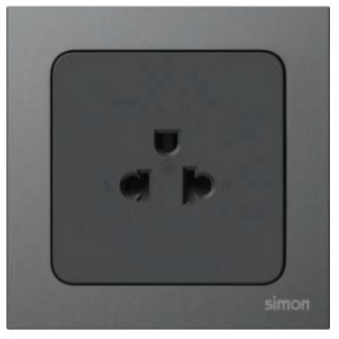 Module Ổ cắm đơn 3 chấu 16A Simon S20 821087-26 màu Đen