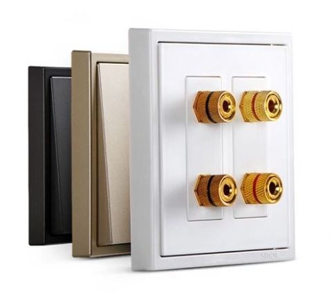 Ổ cắm loa đôi simon màu xám I7 705402-61 lắp đế vuông