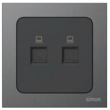 Module Ổ cắm mạng đôi Cat.6 Simon S20 825228-26 màu Đen