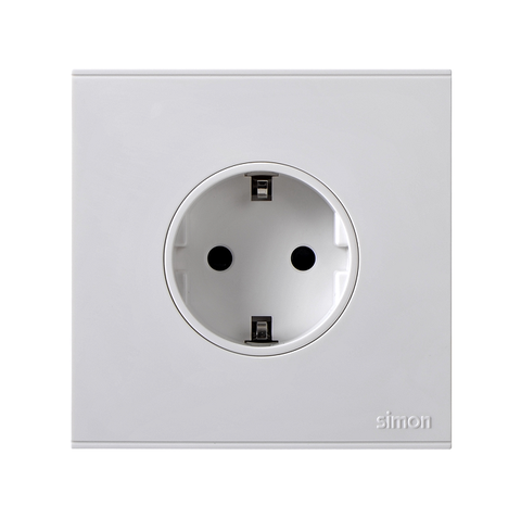 E6- Bộ Ổ cắm đơn Schuko 16A Simon 721687 Màu trắng