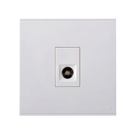 E6- Bộ ổ cắm TV đơn Simon 725111 màu trắng chuẩn đế vuông