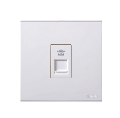 E6- Bộ ổ cắm điên thoại đơn Simon 725214 Màu trắng