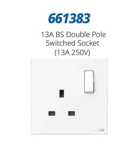 Module Ổ cắm đơn 3 chấu chuẩn Anh kèm công tắc Simon M7 661383 màu Trắng