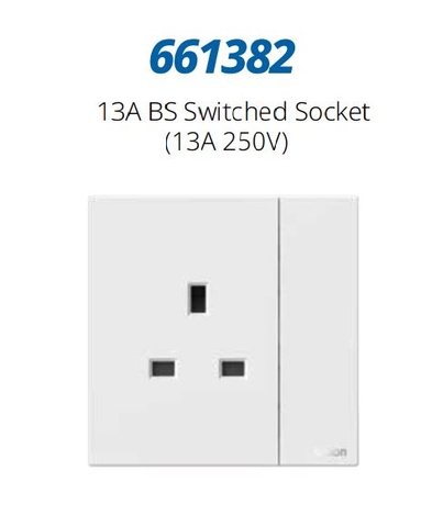 Module Ổ cắm chuẩn Anh kèm công tắc Simon M7 661382 màu Trắng