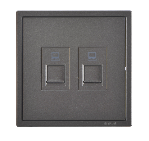 Ổ cắm dữ liệu mạng đôi Cat.6e màu xám Simon I7 705228-61 chuẩn vuông
