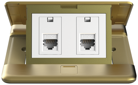Module Ổ cắm âm sàn Simon ZD015228 hạt mạng đôi màu vàng