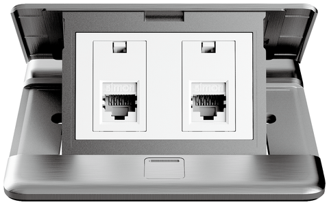 Module Ổ cắm âm sàn Simon ZD025228 gồm 2 ổ mạng Cat.6 màu Bạc