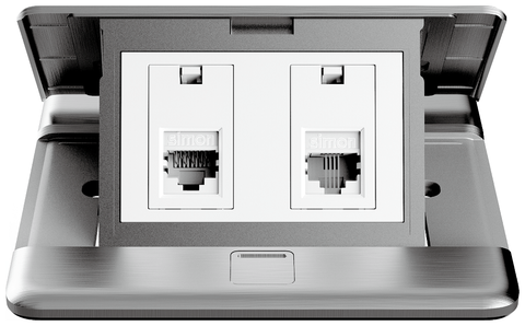 Module Ổ cắm âm sàn Simon ZD025229 gồm ổ mạng + Telephone màu Bạc
