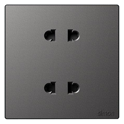 Bộ Ổ Cắm Đôi 2 Chấu Màu Xám Simon S6 581072-61