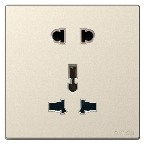 Bộ Ổ Đơn 2 Chấu + Ổ Đa Năng Màu Sâm panh Simon S6 581080V-46