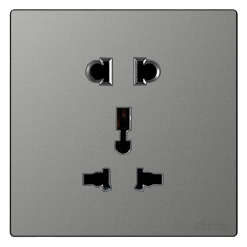 Bộ Ổ Đơn 2 Chấu + Ổ Đa Năng Màu Xám Simon S6 581080V-61