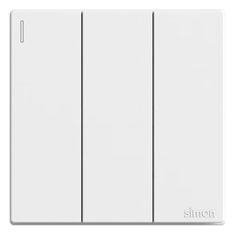 Bộ Công Tắc Ba 1 Chiều Vuông Màu Trắng Simon S6 581031