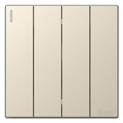 Bộ Công Tắc Bốn 1 Chiều Vuông Màu Sâm Panh Simon S6 581041-46