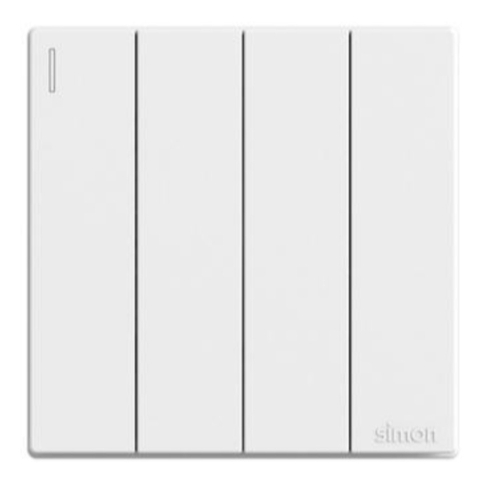 Bộ Công Tắc Bốn 1 Chiều Vuông Màu Trắng Simon S6 581041