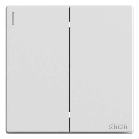 Bộ Công Tắc Đôi 1 Chiều vuông Màu trắng Simon S6 581021