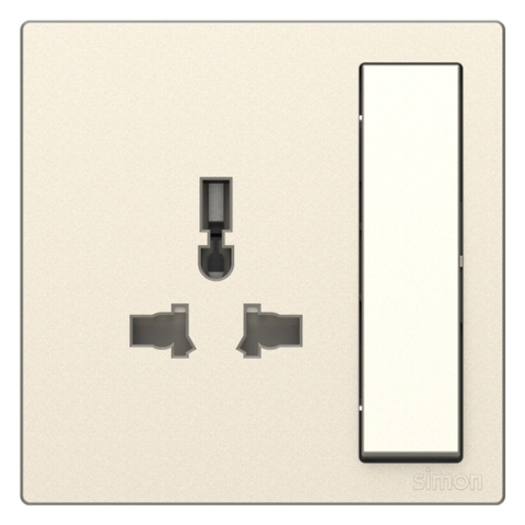Bộ Ổ Cắm 3 Chấu Đa Năng Kèm Công Tắc Chuẩn Vuông Màu Sâm Panh Simon 581089-46