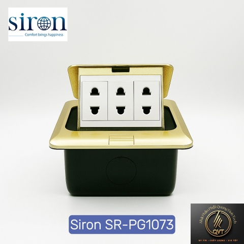 Ổ cắm điện âm sàn màu đồng gồm 3 ổ cắm đôi 2 chấu 10A - 250V Siron SR-PG1073