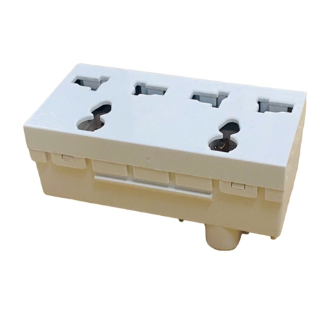 Ổ Đôi 3 Chấu Chữ Nhật Đa Năng Màu Trắng Simon K1 Mã K1424XL