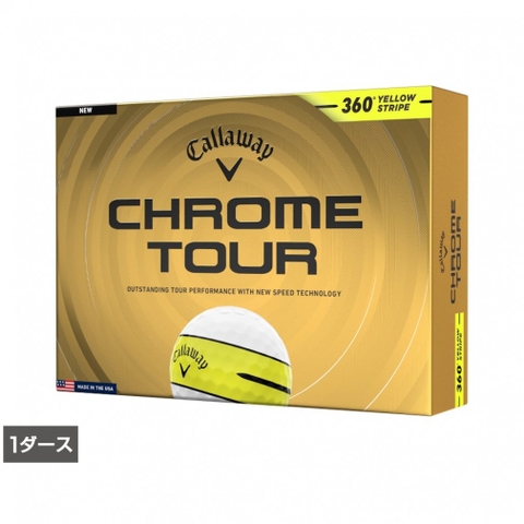 Callaway Golf Ball 1 Dozen CHROME TOUR 360° YELLOW STRIPE 7193852544