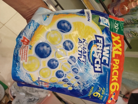 Viên treo tẩy bồn cầu wc frisch lemon ( 1 túi 6 vỉ)