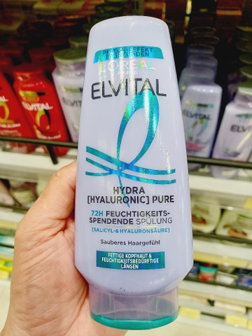 Dầu xả dưỡng ẩm L'oreal Elvital 72h Hydra_200ml (Dành cho da đầu nhờn)