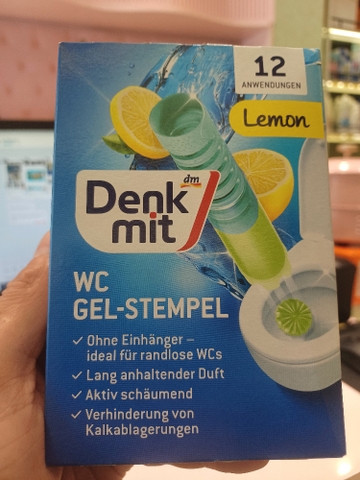 Gel dán khử mùi bồn cầu Denkmit WC Gel-Stempel Lemon 12 viên