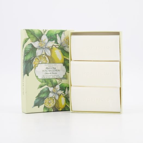 Hộp 3 bánh Xà bông cục cao cấp Hopificio Firenze Tuscan Lemon hương Chanh 450g Made in Italy
