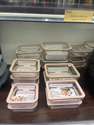 Hộp thuỷ tinh chịu nhiệt Borosilicates nắp thuỷ tinh Kaiyo hình chữ nhật 1400ml