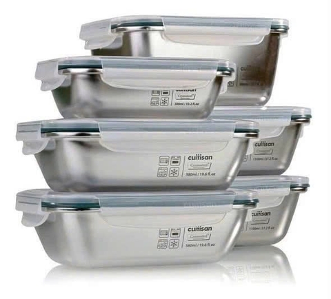 Set 6 hộp Inox kèm nắp Cutisan Made in Korea