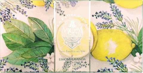 Hộp 3 bánh xà phòng cao cấp La Florentina hương Chanh và Oải hương (Limone Lavanda) được sản xuất tại Ý (3×150g)