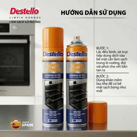 Xịt tẩy dầu mỡ lò nướng Destello 300ml