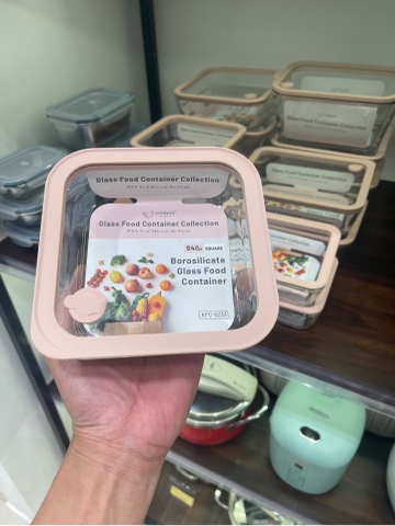 Hộp thủy tinh chịu nhiệt Borosilicates nắp thủy tinh Kaiyo hình vuông 540ml