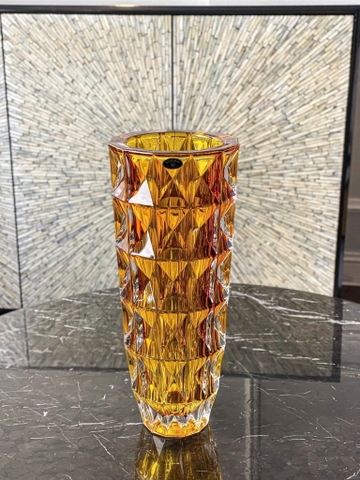 Lọ hoa kim cương Vàng 33cm Crystal Bohemia
