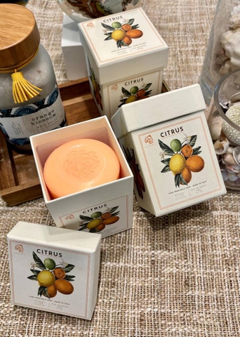 Hộp  3 bánh xà phòng thực vật cao cấp hương cam chanh Alchimia Citrus Fine Vegetable Soap Ý 450g