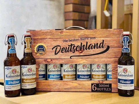 🎁 SET 6 CHAI BIA ĐỨC CAO CẤP ĐỨC KAISERDOM VỚI NÚT BẬT ĐỘC LẠ 500ML