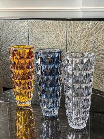 Lọ hoa kim cương Vàng 33cm Crystal Bohemia